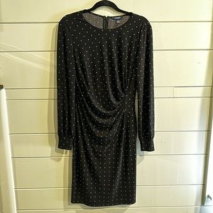 Chaps Black Polka Dot Dress